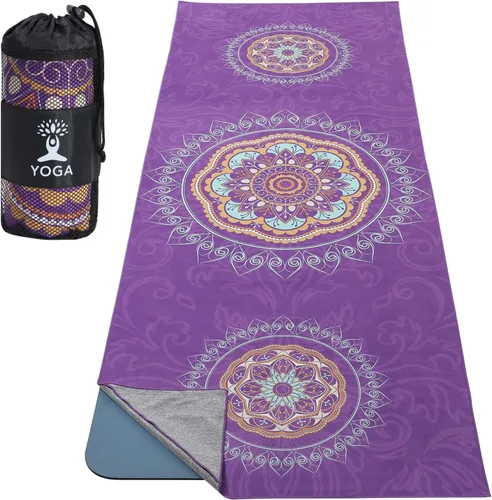 Miniatura 9 de MoKo Toalla de Yoga, Toalla de Yoga Caliente Antideslizante con Patrón de Estampado en Manta Rápido de Secado con Bolsillo en la Esquina