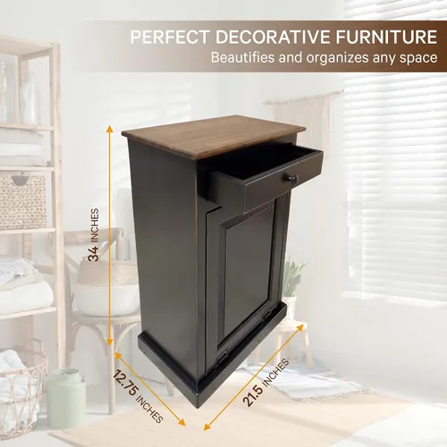Miniatura 3 de Peaceful Classics Gabinete de basura – Armario escondido hecho a mano para botes de basura – Papelera decorativa para baño, papelera de oficina
