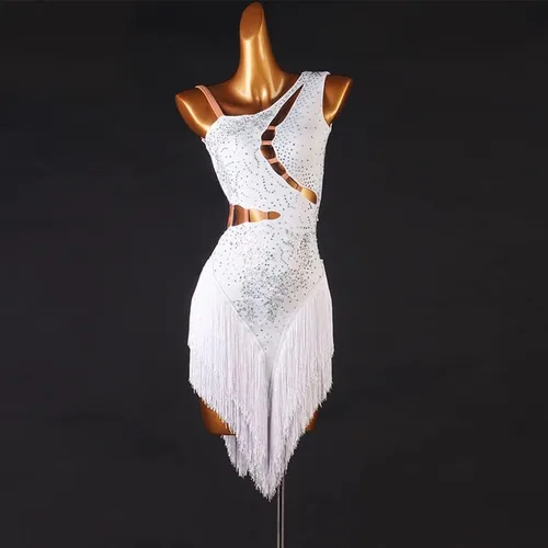 Miniatura 5 de Vestidos de baile latino con flecos para mujer, competencia profesional, cha cha, tango, baile, baile