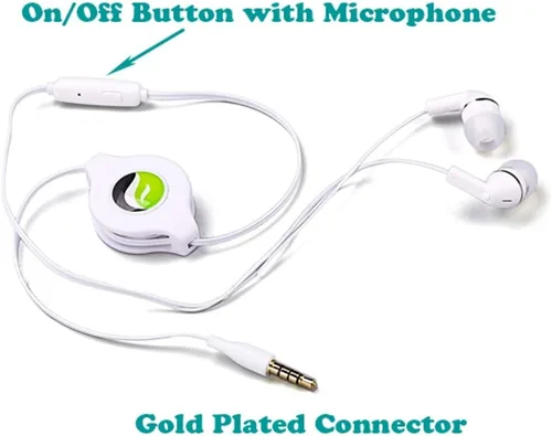Miniatura 4 de Auriculares retráctiles compatibles con Amazon Kindle Fire HDX 8.9 (versión 2013), 7 (versión 2013), HD 7 (versión 2013) – Auriculares manos libres