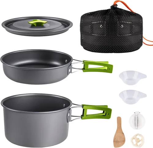 Miniatura 8 de aiGear Camping Cooking Set Cookware Mess Kit with Storage Bag Pot Pan Set Camping Accessories for Outdoor Camping Hiking Picnic Portable and