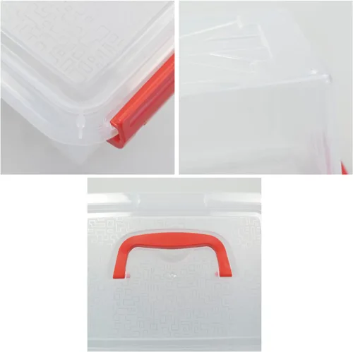 Miniatura 4 de Mini caja de almacenamiento de plástico con asa, 3 cuartos de galón, paquete de 6
