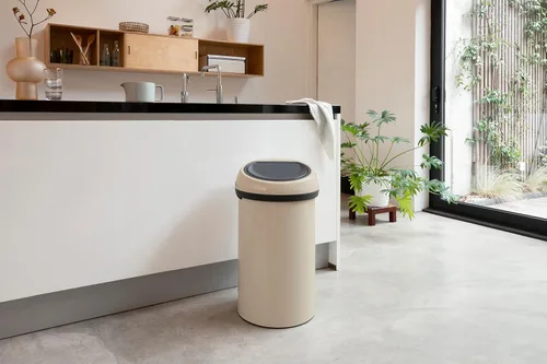 Miniatura 4 de Brabantia Bote de basura grande de 16 galones (beige suave) tapa extraíble, cubo de basura abierto suave al tacto