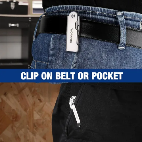 Miniatura 8 de WORKPRO Juego de cuchillos de bolsillo plegables de cambio rápido de 3 piezas con clip para cinturón