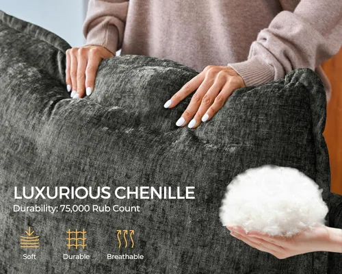 Miniatura 3 de Sofá modular de gran tamaño con sillón reclinable de doble potencia, sofá reclinable en nube con reposacabezas, cajón de almacenamiento, portavasos