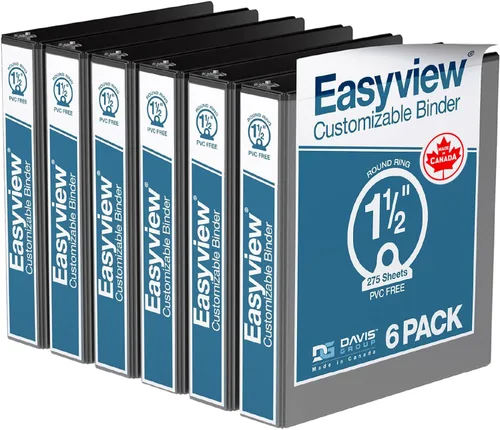 Miniatura 16 de Easyview - Carpetas prémium de 3 anillas con cubiertas transparentes y anillos redondos, carpetas para la escuela u oficina, 1 pulgada, paquete