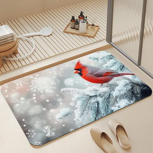 Miniatura 18 de Alfombras de baño de diatomáceas, bonita decoración de baño de gatos, alfombra de baño antideslizante con flores rosadas, de secado rápido, fácil