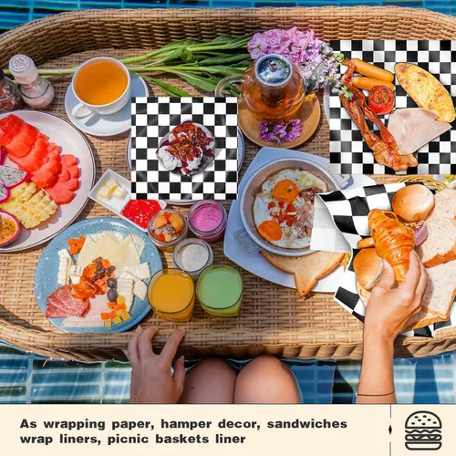 Miniatura 4 de Colarr 1000 hojas de papel encerado a granel de 15 x 15 pulgadas, papel grande para envolver sándwiches a cuadros, para hamburguesas, pan, Negro