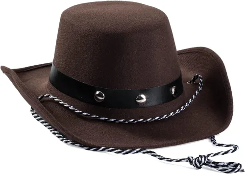 Funny Party Hats Sombrero de vaquero de fieltro marrón para niños y bebés - Sombrero de fiesta occidental - Talla única, Marrón