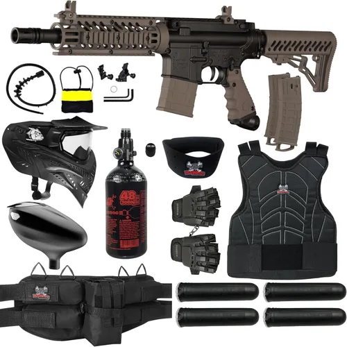 Maddog Tippmann TMC MAGFED Paintball Gun Marker & Accessory Starter Packages | Marker, 48ci/3000psi Compressed Air Tank, Mask, Hopper, Pods, Harness