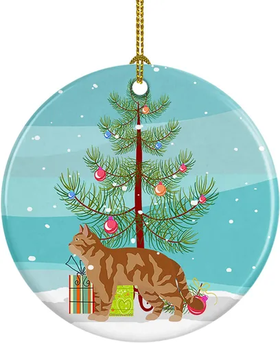Miniatura 232 de Caroline's Treasures Adorno de cerámica con texto en inglés "Merry Christmas" para colgar en el árbol de Navidad, decoración para el hogar, Navidad