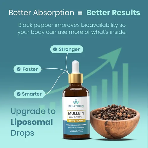 Miniatura 6 de Gotas de gordolobo 4 en 1 para la salud pulmonar y intestinal, extracto liposomal de hoja de gordolobo, lecitina de girasol y colina para alivio