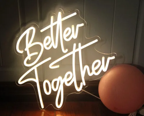 Miniatura 2 de DAKABUKA Better Together - Letreros de neón LED de neón blanco cálido para decoración de pared de despedida de soltera, fiesta de compromiso
