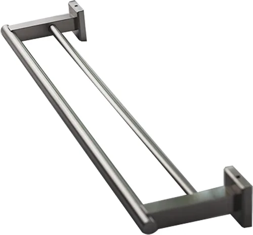 Toallero doble moderno de alta calidad con base cuadrada (24 pulgadas), acabado cepillado, hecho de acero inoxidable, resistente al agua y al óxido,