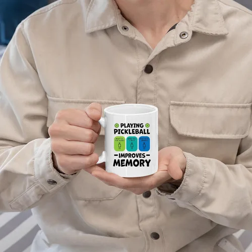 Miniatura 4 de Taza de cerámica Playing Pickleball Improves Memory Pickleball Lovers Gifts Coffee Cup 11 oz (negro)