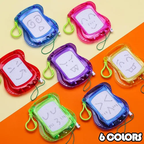 Miniatura 2 de Paquete de 30 mini tableros magnéticos de dibujo para niños (6 colores), clip para llavero, dibujo de garabatos, bloc de escritura, relleno