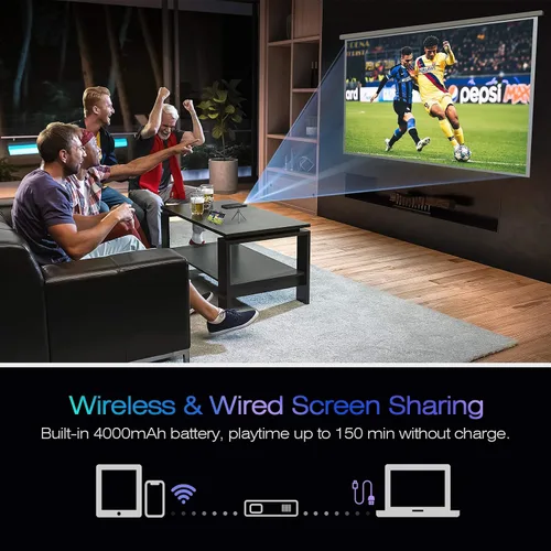 Miniatura 6 de AKASO Mini Proyector, Proyector Portátil DLP de Tamaño de Bolsillo, Proyector Cookie 1080P, Compatible con HDMI WiFi, Batería Recargable