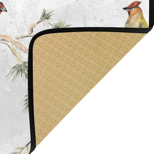 Miniatura 6 de Gredecor Alfombra de cocina de abeto de invierno, diseño de pájaros, antifatiga, Navidad, invierno, Navidad, decorativo, antideslizante, lavable