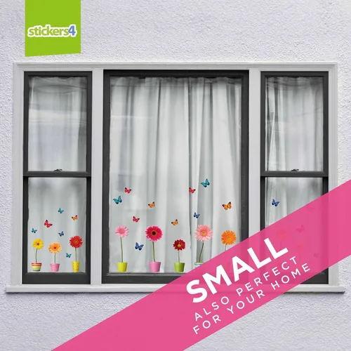 Miniatura 4 de 10 adhesivos de resorte para ventanas de vidrio con 20 calcomanías de mariposa para ventana, calcomanías de flores grandes, calcomanías de primavera