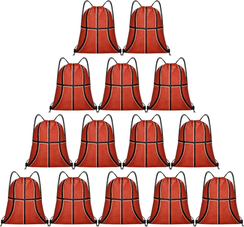 Miniatura 10 de Grneric 14 bolsas de softbol con cordón para fiesta, bolsas de regalo, bolsa de cincha para equipos deportivos, suministros de cumpleaños (softbol)