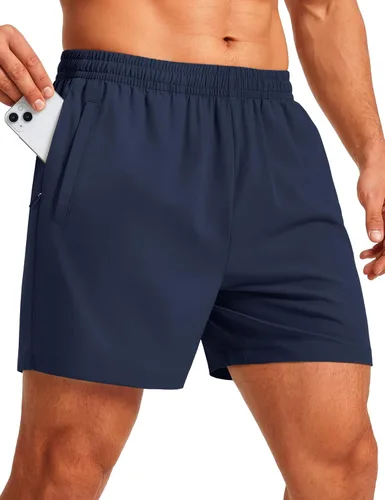 Miniatura 10 de MAGCOMSEN Pantalones cortos deportivos para hombre, 5 pulgadas, ligeros, para baloncesto, correr, entrenamiento, con bolsillos con cremallera