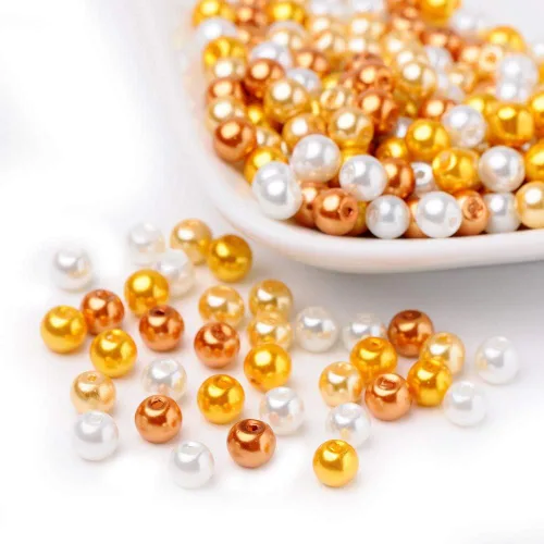 Miniatura 15 de Pandahall - 400 cuentas de perlas de vidrio perlado brillante de 0.157 pulgadas (0.157 in), cuentas espaciadoras sueltas de vidrio de color mixto
