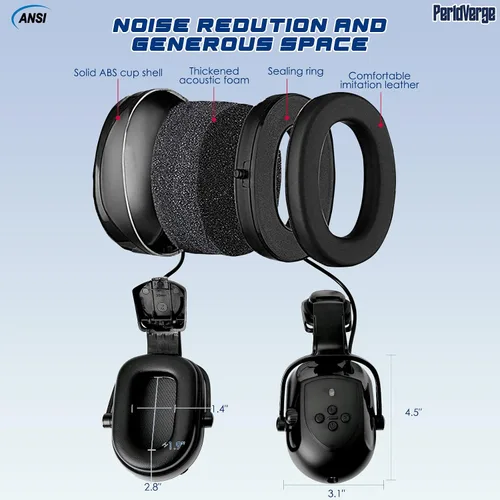 Miniatura 3 de Orejeras para casco duro, orejeras para reducción de ruido para accesorios de casco duro, protección auditiva de construcción para adultos