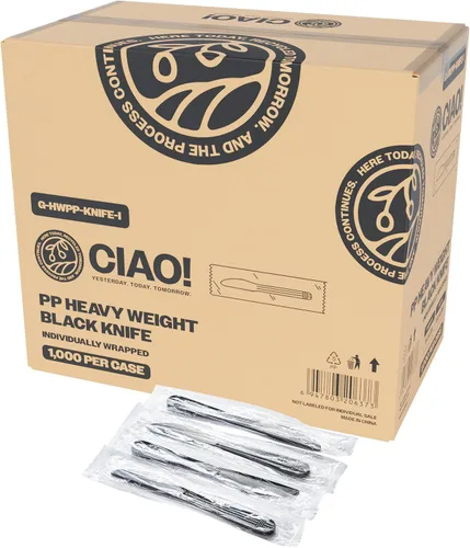 Miniatura 14 de CIAO! Tenedor Negro de 7.3 Pulgadas de Polipropileno de Peso Pesado Envuelto Individualmente (Caja de 1,000)