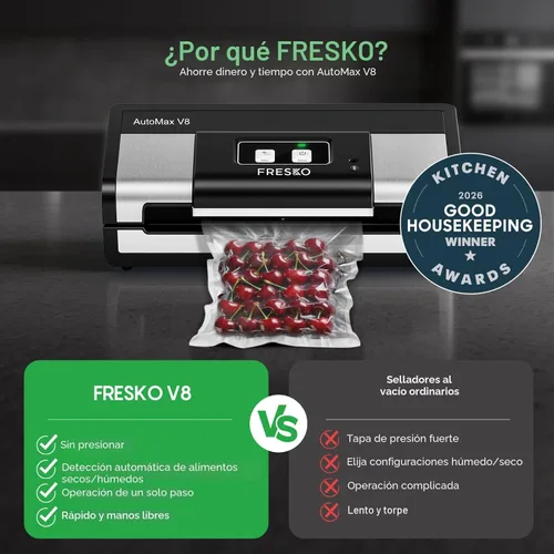 Miniatura 5 de FRESKO Sellador automático al vacío, potente máquina selladora al vacío de alimentos, detección automática de seco y húmedo, cortador de bolsas, 2