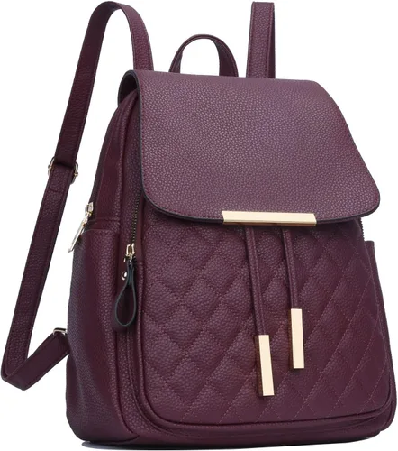 Miniatura 14 de KKXIU - Mochila de cuero de moda para mujeres y damas, bolsa de viaje y para el día, con correa para los hombros, A-Negro, Mediana, Mochila