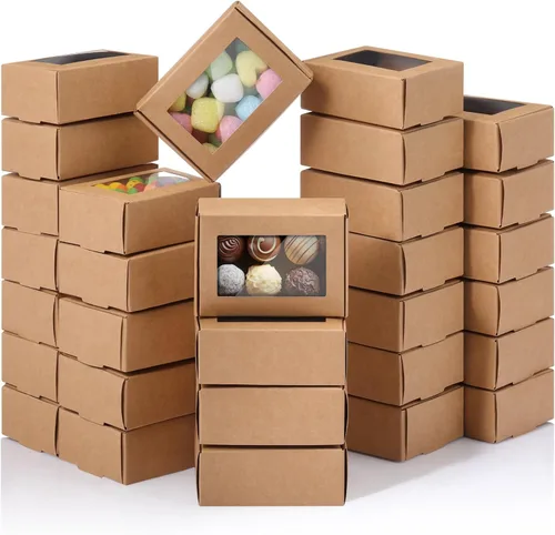 Miniatura 14 de Zonon 30 cajas de jabón para embalaje casero, mini cajas de papel kraft con ventana para panadería, dulces, jabón, embalaje de regalo