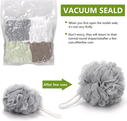 Miniatura 4 de Esponja de baño de 8 puf de malla pequeña, esponja de ducha exfoliante para cuerpo de lufa de malla