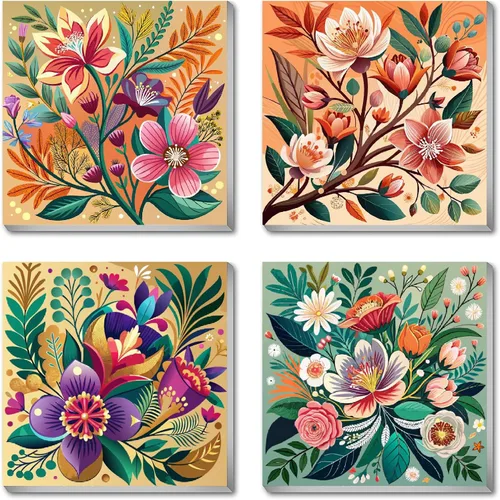 Miniatura 16 de Canrichshop Paquete de 4 Bola de Discoteca DIY Pintar por Números para Principiantes, Pintura al Óleo de Frutas Kits de Pintar por Números