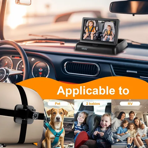 Miniatura 7 de Cámara de Monitoreo para Coche de Bebé AllRuby, Espejo de Coche para Bebé, para Puertos USB/USBC/Encendedor de Cigarrillos, Vista Amplia y Clara