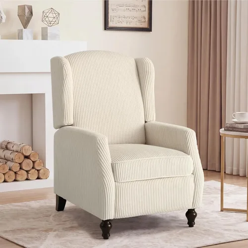 Miniatura 24 de Silla reclinable PALLOME con respaldo alto, asiento con masaje y calor, tapizado de tela, con respaldo acolchado, silla reclinable para sala de Beige