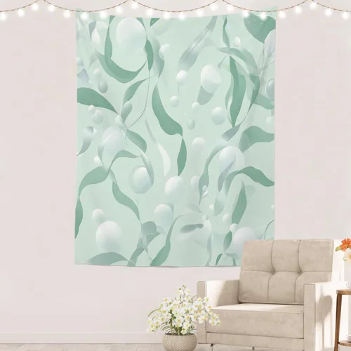Miniatura 26 de Batmerry Tapiz de pintura abstracta apagado, trazos de expresión artística arte de pared, decoración para colgar, fibra de poliéster, blanco