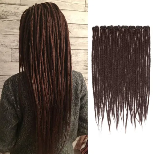 Miniatura 9 de Extensiones de cabello con clip de 16 pulgadas, extensiones de rastas sintéticas de color negro a bolnde de 16 pulgadas, 8 piezas de 32 hebras