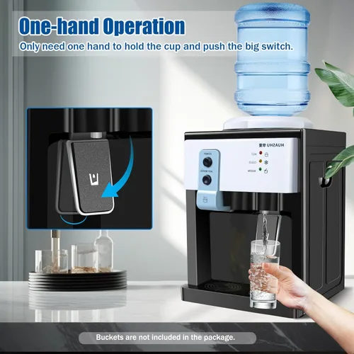 Miniatura 2 de Enfriador de agua para encimera de carga superior de 5 galones, mini dispensador de agua con agua caliente, caliente y fría, dispensador de agua
