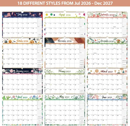 Miniatura 5 de Calendario 2026-2027 – Calendario de pared 2026-2027, calendario de pared de 18 meses, julio 2026 a diciembre 2027, 15 x 11.5 pulgadas