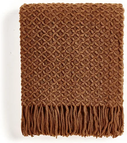 Miniatura 8 de CREVENT Manta de punto bohemio de granja para sofá, silla, cama, decoración del hogar, suave, cálida, acogedora, ligera para primavera, verano