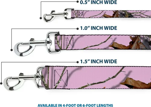 Miniatura 3 de Buckle-Down Correa para perro Mossy Oak Country Roots Camo rosa bebé 4 pies de largo 1.0 pulgadas de ancho