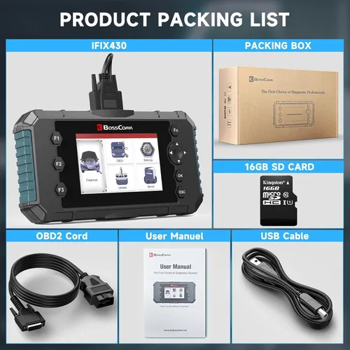 Miniatura 9 de 2026 BOSSCOMM IFIX430 Herramienta de diagnóstico OBD2, ABS/SRS Airbag/Transmisión/Motor, escáner y lector de códigos para coches y camiones, escáner