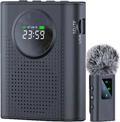 Amplificador de voz S67 Micrófono inalámbrico para profesores en el aula recargable, mini micrófono de solapa Lavalier, sistema PA de altavoz