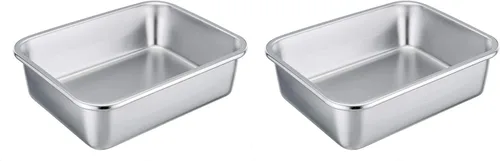 Miniatura 9 de TeamFar Sartén rectangular para tartas y brownies, de acero inoxidable, para lasaña, 8 x 10 x 3 pulgadas, libre de óxido y no tóxico, fácil
