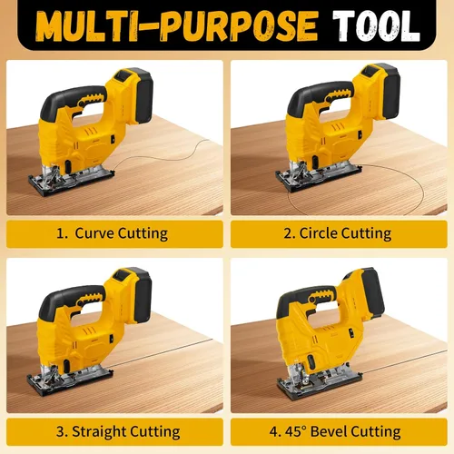 Miniatura 4 de Sierra de calar sin escobillas compatible con batería Dewalt de 20 V (sin batería), rompecabezas inalámbrico con bolsa de herramientas, velocidad