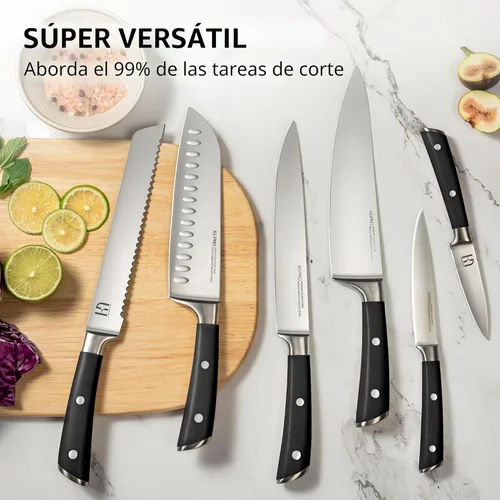 Miniatura 8 de KnifeSaga - Juego de cuchillos, 15 piezas de bloque de cuchillos de cocina con afilador, juego de cuchillos de acero inoxidable de alto carbono