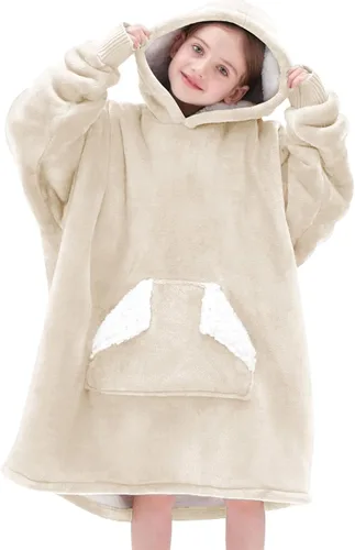 Miniatura 11 de Touchat Manta Ponible con Capucha, Sudadera de Manta Sherpa Oversized con Capucha, Bolsillo y Mangas, Manta con Capucha de Felpa Súper Suave y Rosa