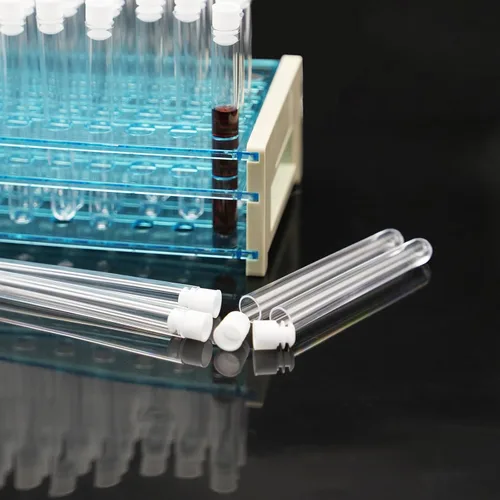 Miniatura 5 de 50 tubos de ensayo de plástico, tubo de ensayo transparente de 0.630 x 3.937 in con tapas para laboratorio, almacenamiento, plantas, cuentas, fiesta