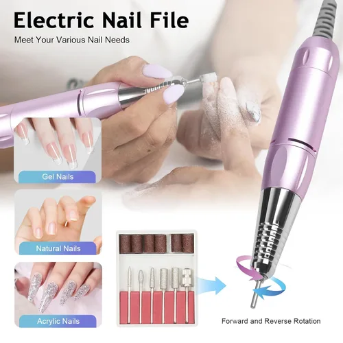 Miniatura 4 de Máquina de manicura 5 en 1 para taladro de uñas, 30000 rpm, secadora de lámpara de uñas eléctrica, colector de polvo de uñas para manicura de uñas