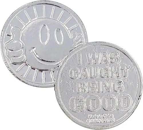 Miniatura 4 de The Dreidel Company Caught Being Good - Monedas de plástico (paquete de 50) 50 fichas - Incentivos de comportamiento en el aula y recompensas
